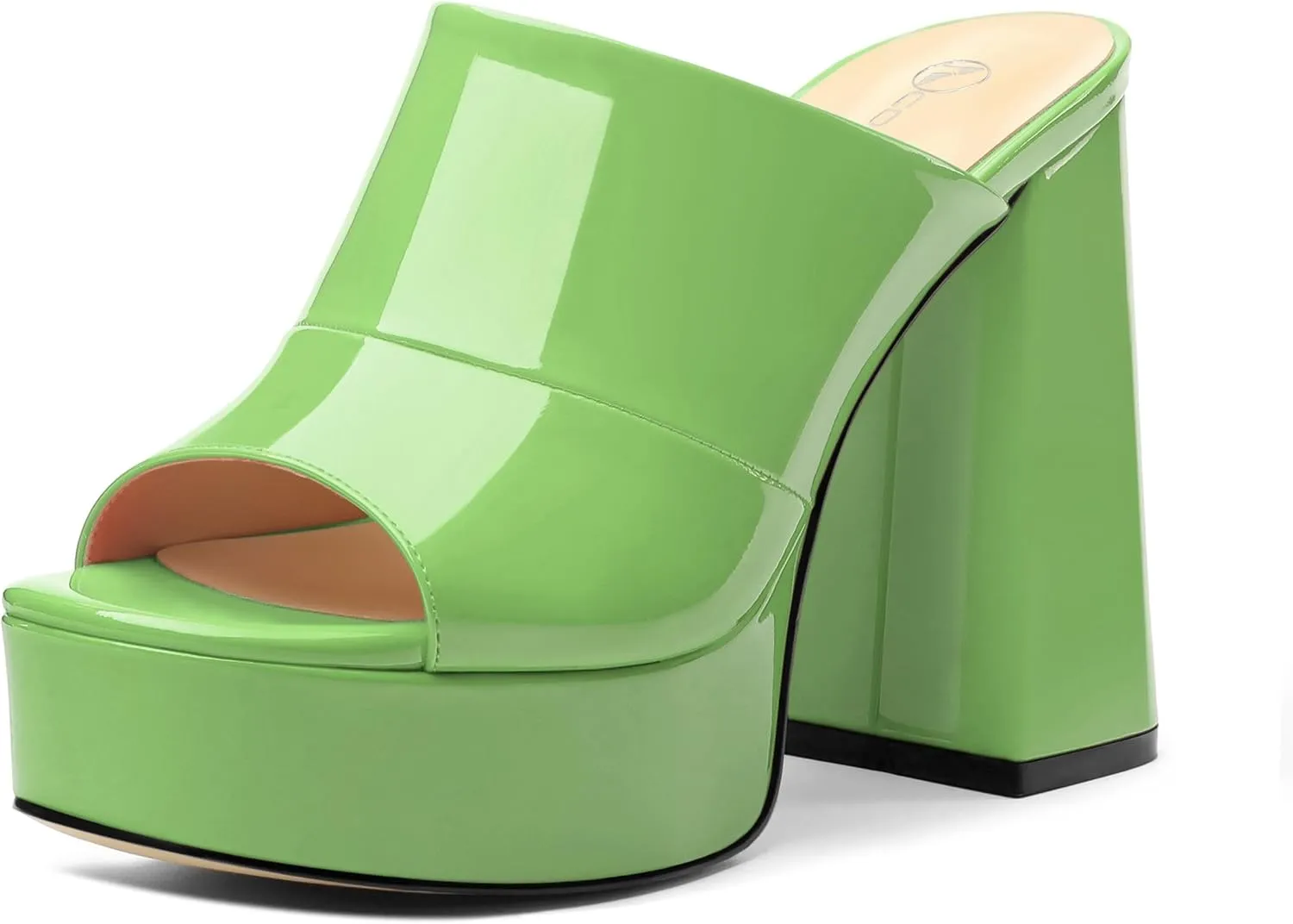 Womens Platform Chunky Heels Sandals Square Open Toe High Heeled Sandals Slip On Slides Dress Party Wedding Shoes