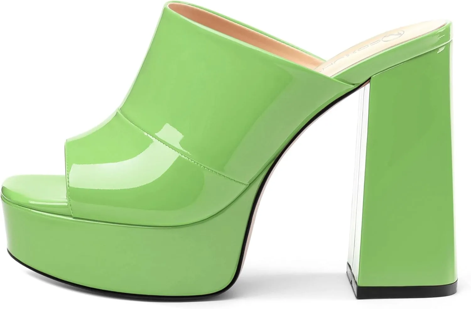 Womens Platform Chunky Heels Sandals Square Open Toe High Heeled Sandals Slip On Slides Dress Party Wedding Shoes