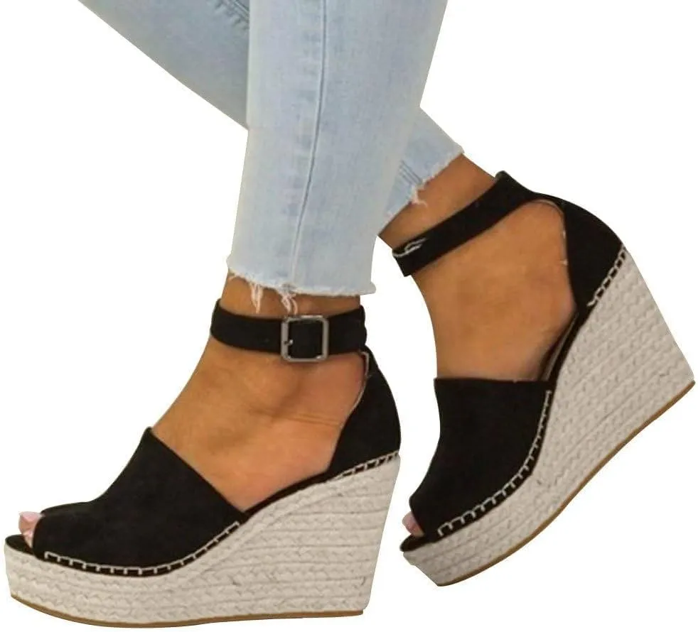 Women's Platform Sandals 2025 Espadrilles Dressy Casual Sandals Travel Slides Wedge Ankle Strap Open Toe Sandal 2025