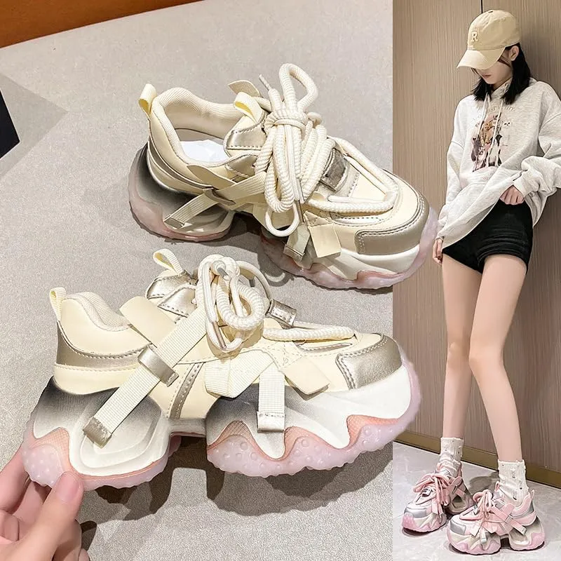 Women's Platform Walking Y2k Aesthetic Cute Fashion Sneakers Colorful Chunky Dad Thick Casual Comfortable