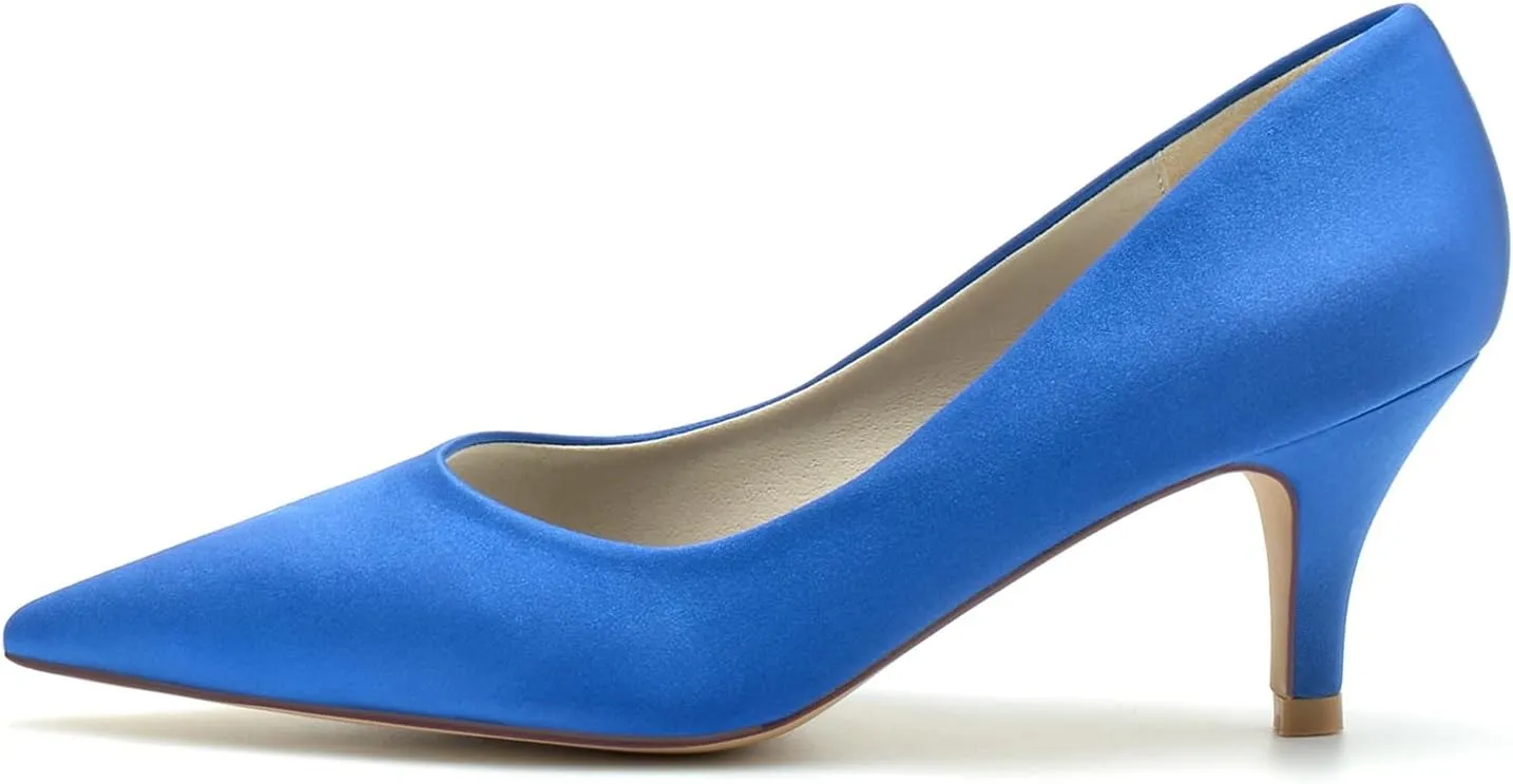 Women's Pumps Slip On Closed Toe Bridal Shoes Pointed Toe Wedding Party Evening Dress Sandles