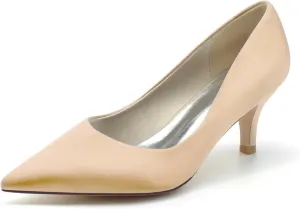 Women's Pumps Slip On Closed Toe Bridal Shoes Pointed Toe Wedding Party Evening Dress Sandles