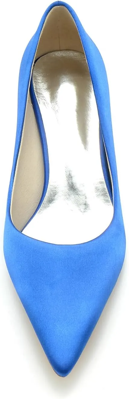 Women's Pumps Slip On Closed Toe Bridal Shoes Pointed Toe Wedding Party Evening Dress Sandles