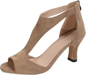 Womens Sandals Comfortable High Heels Dressy Sandals with Ankle Strap Back Zipper