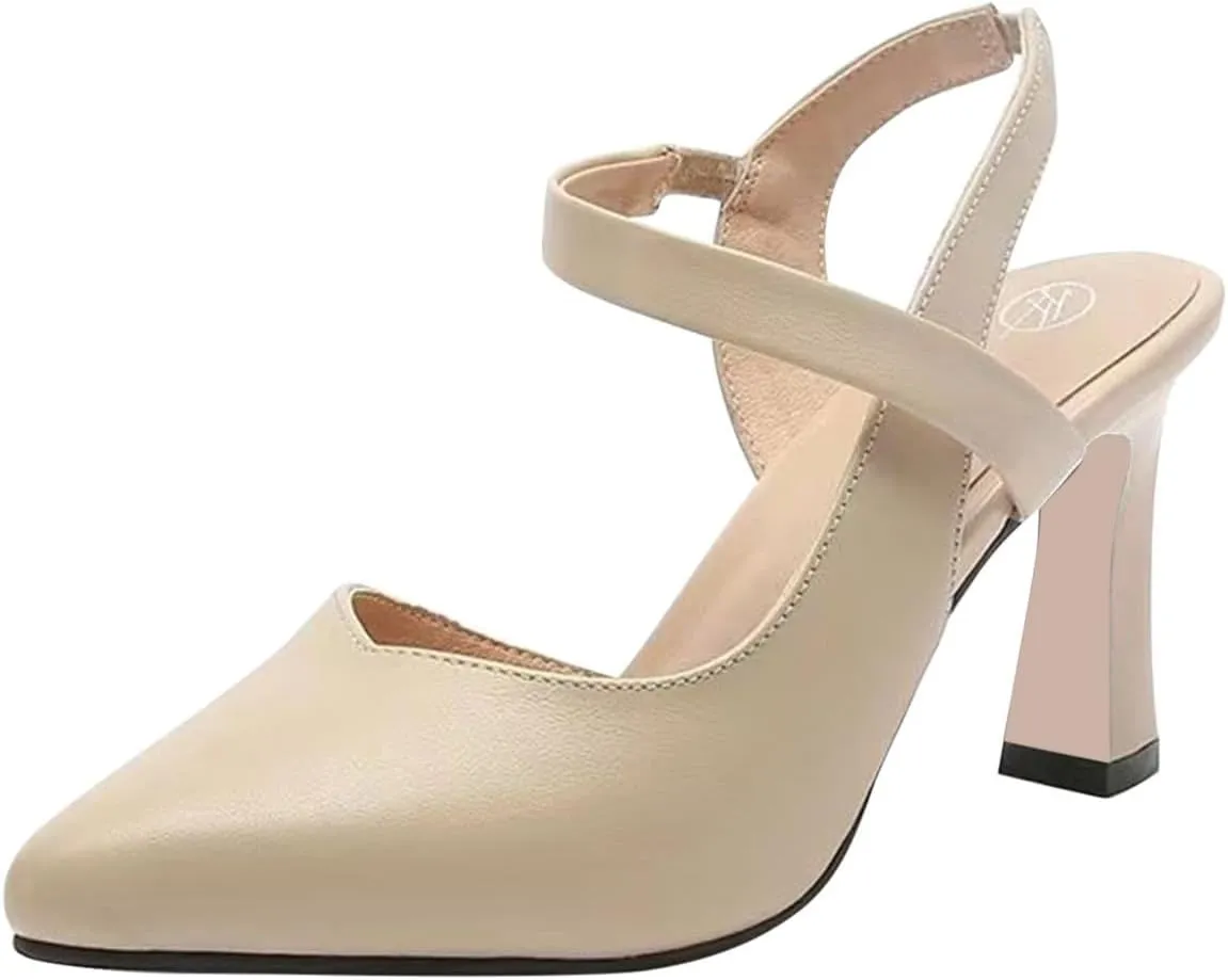 Womens Slingback Pointed Toe Stiletto Pumps Slip-on High Heels Wedding Office Lady Sandals Party Prom Dress Shoes
