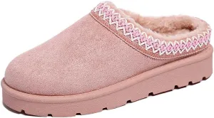 Women’s Slippers Platform Mini Boots for Suede Leather Slip-on Fluffy Warm Comfy