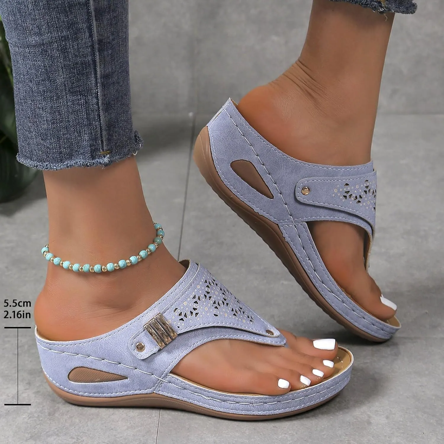 Women's Summer New Clip-toe Beach Sandals Flower Hollow-out Wedges Fashion Casual Slippers Comfort Sandal 2025
