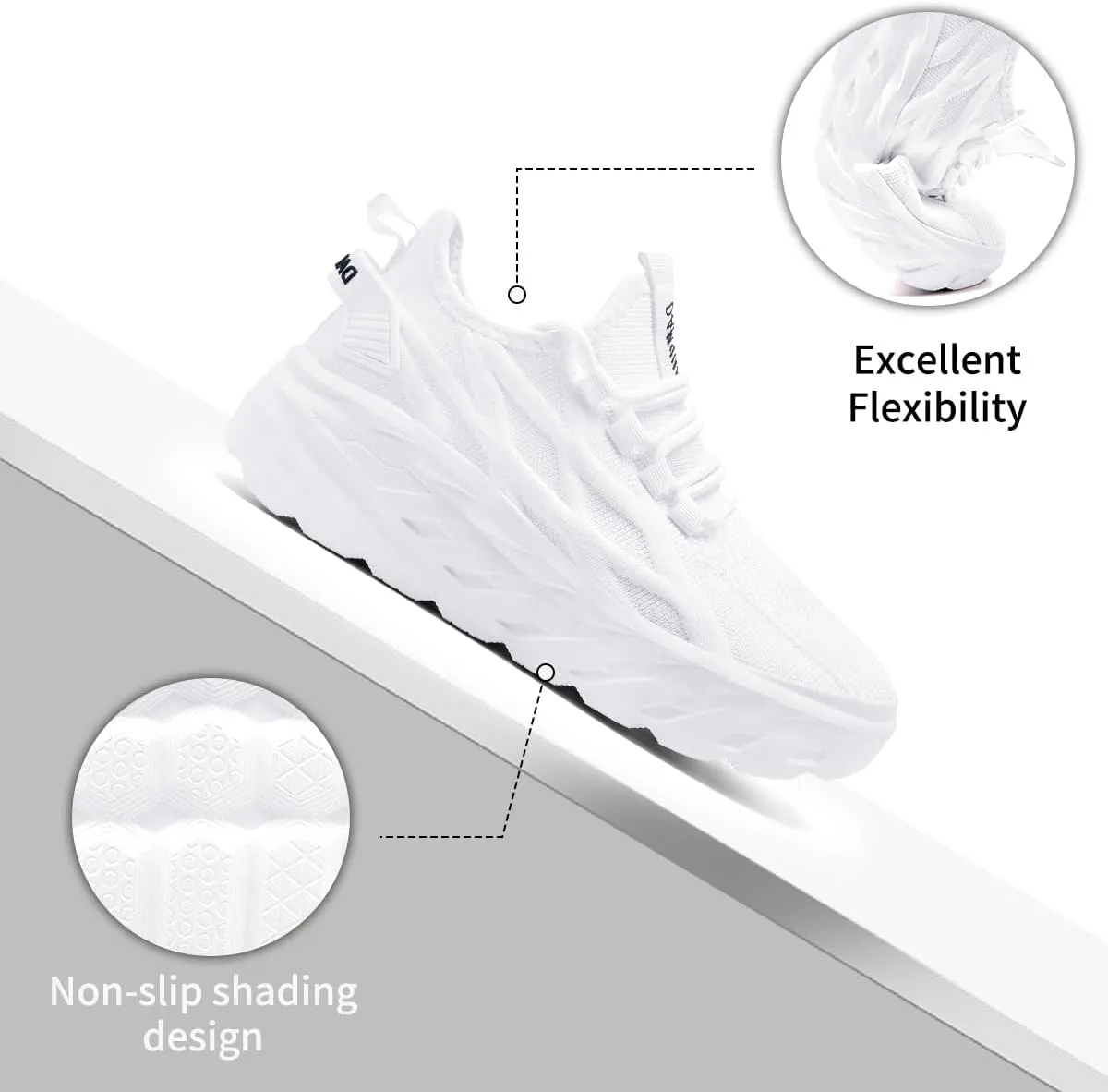 Women's Thick Soled Walking Shoes Slip On Height Increasing Sneakers Wide Comfortable Lightweight Breathable Work Outside