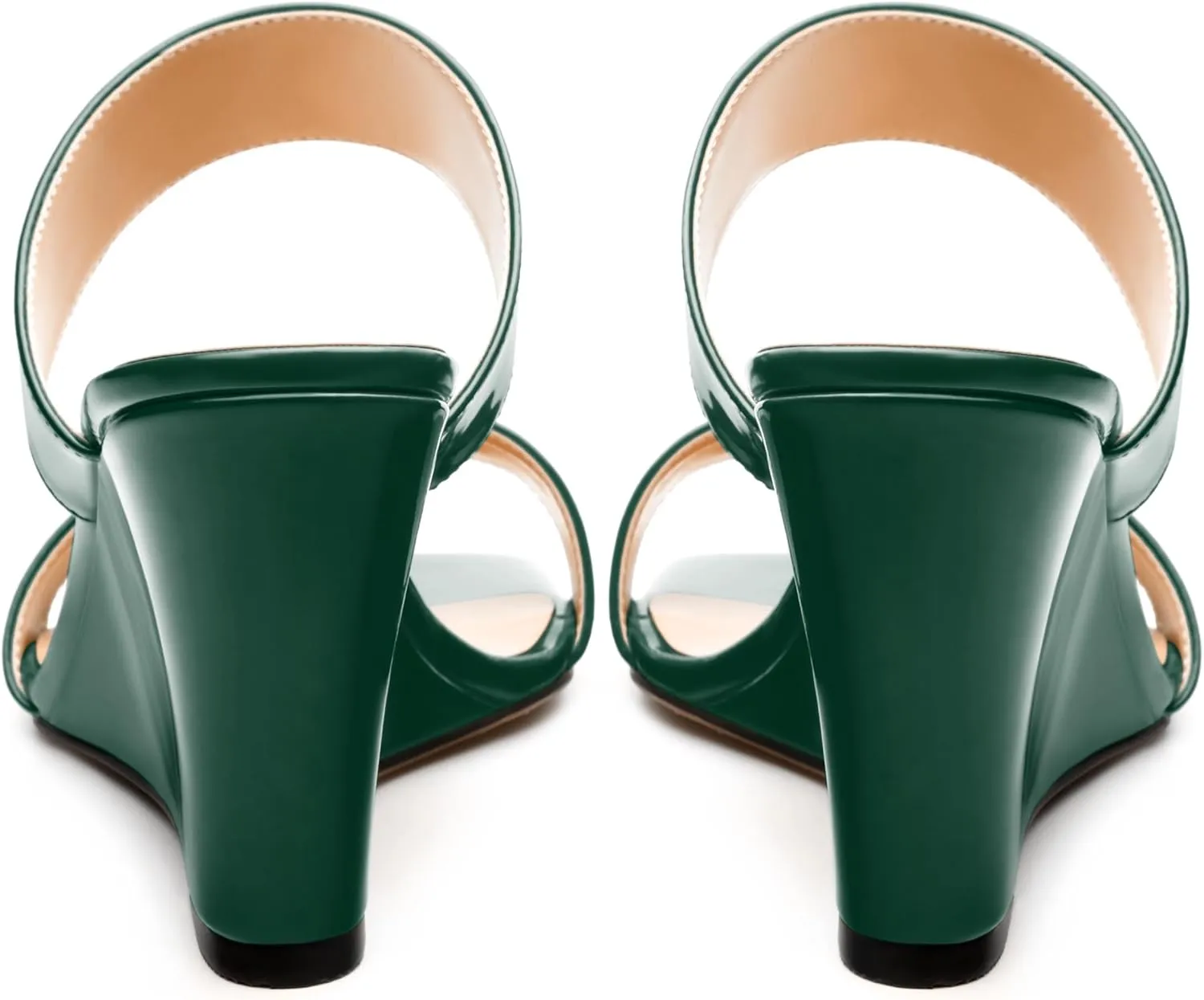 Womens Wedge Heeled Sandals, Slip On Square Toe Wedge Sandals for Women 3.3"