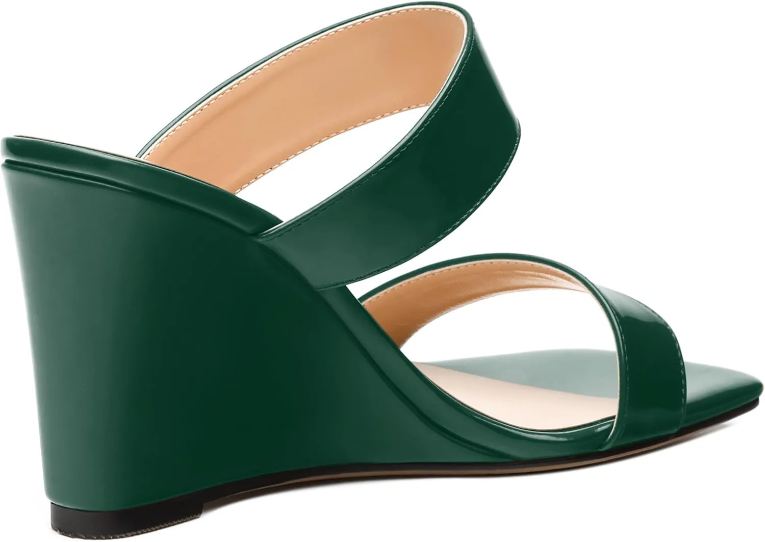 Womens Wedge Heeled Sandals, Slip On Square Toe Wedge Sandals for Women 3.3"