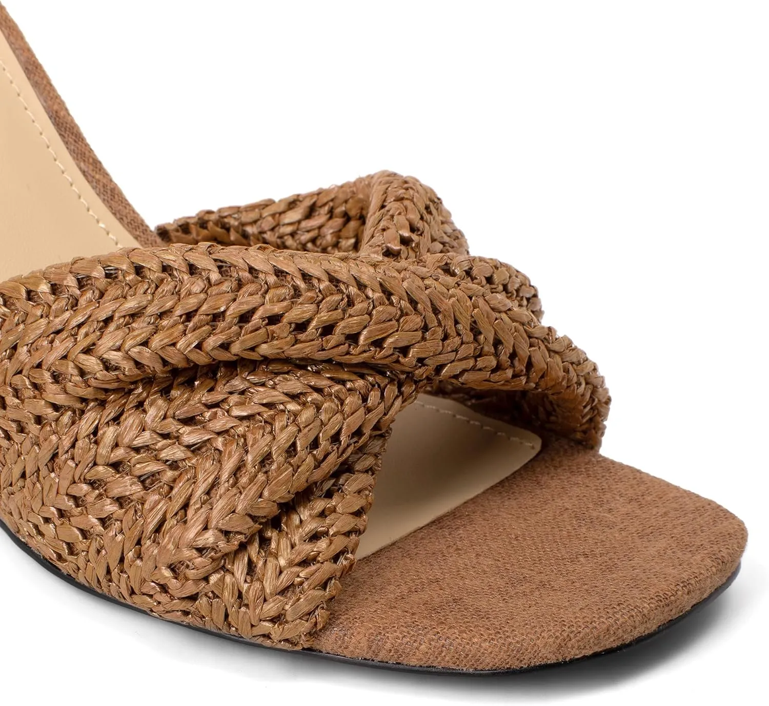 Women's Wedges Slippers Fabric Heels Slip on Comfy Evening Dress Sandals Square Toe Shoes for Women 3.3" Heels