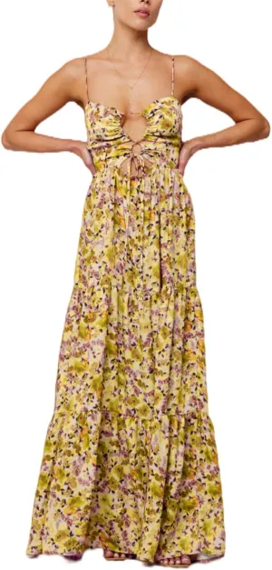 Women's Y2K Cami Long Dress Sleeveless Spaghetti Strap Cross Tie-up Front Floral Print Beach Dress