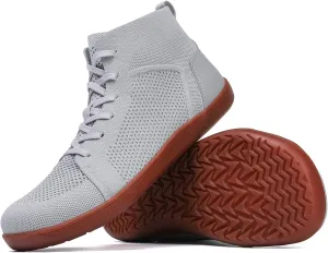XENTORD Men's Minimalist Barefoot Shoes - Knit Lace-Up High Top Boots with Wide Toe Box Zero Drop Sole for Outdoor Driving & Walking | Lightweight Comfortable & Anti-Slip