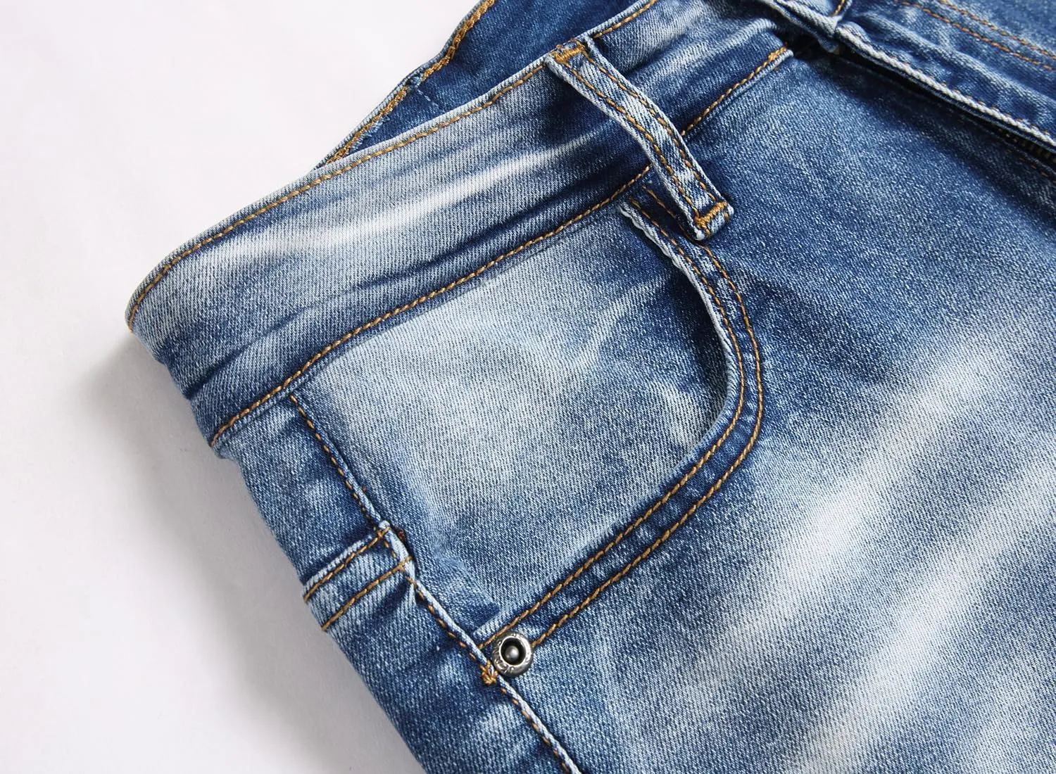XIMXIMMTIAN Men's Biker Moto Washed Distressed Slim Fit Straight Jeans Denim…