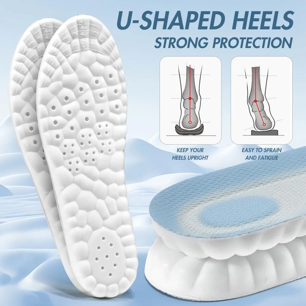 XINIFOOT Cloud Insoles for Men & Women – 2 Pairs Soft Memory Foam Shoe Inserts, Breathable Cushioned Soles for Running, Long Standing, Plantar Fasciitis Relief (US 8-11, Black)