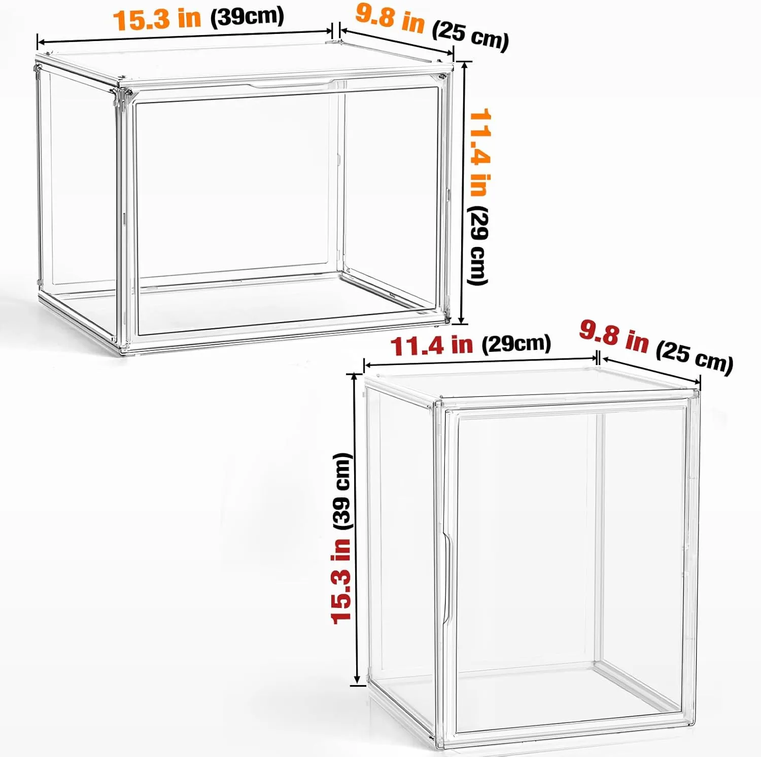 XX-Large Acrylic Box, Extra Large Boots Shoe Display Case, Clear Sneaker Storage Stackable Purse Handbag Organizer Shoe Boxes with Magnetic Door