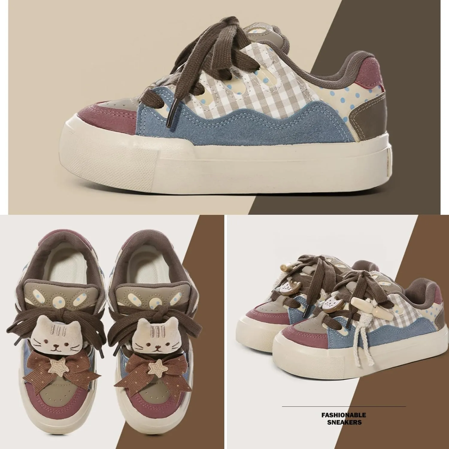 Y2k Kitten Paw Cotton Candy Chunky Sneakers for Women and Girls Retro Cute Platform Aesthetic Casual Walking Shoes