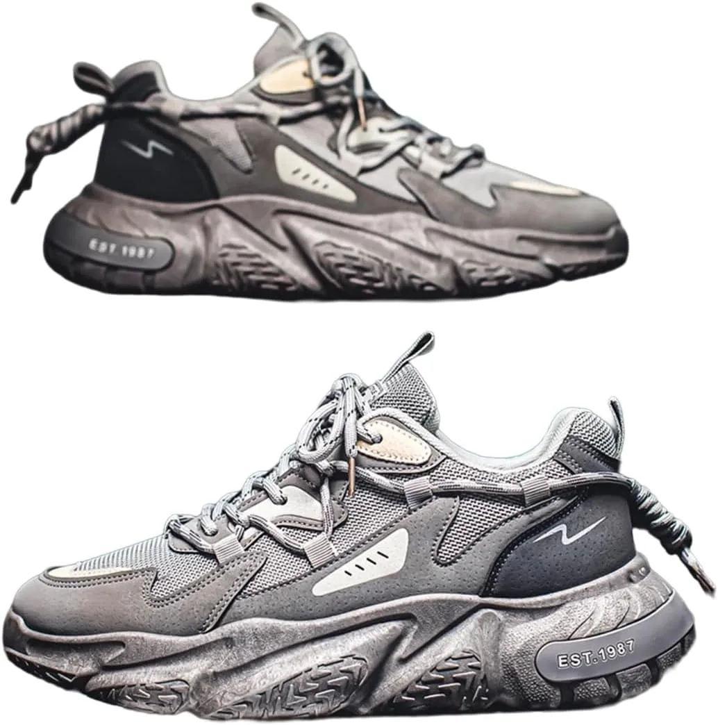 Y2K Mesh Fabric Chunky Style Height Boosting Sneakers for Men Fall Outdoor Casual Running Travel Use with Anti Skid Thick Sole and Modern Streetwear Look