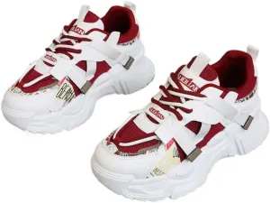 Y2K Mesh PU Leather Colorful Fashion Chunky Sneakers Lightweight Lace Up Platform Walking Shoes for Women Casual Streetwear Daily Outfits Sporty Y2K Style Comfort