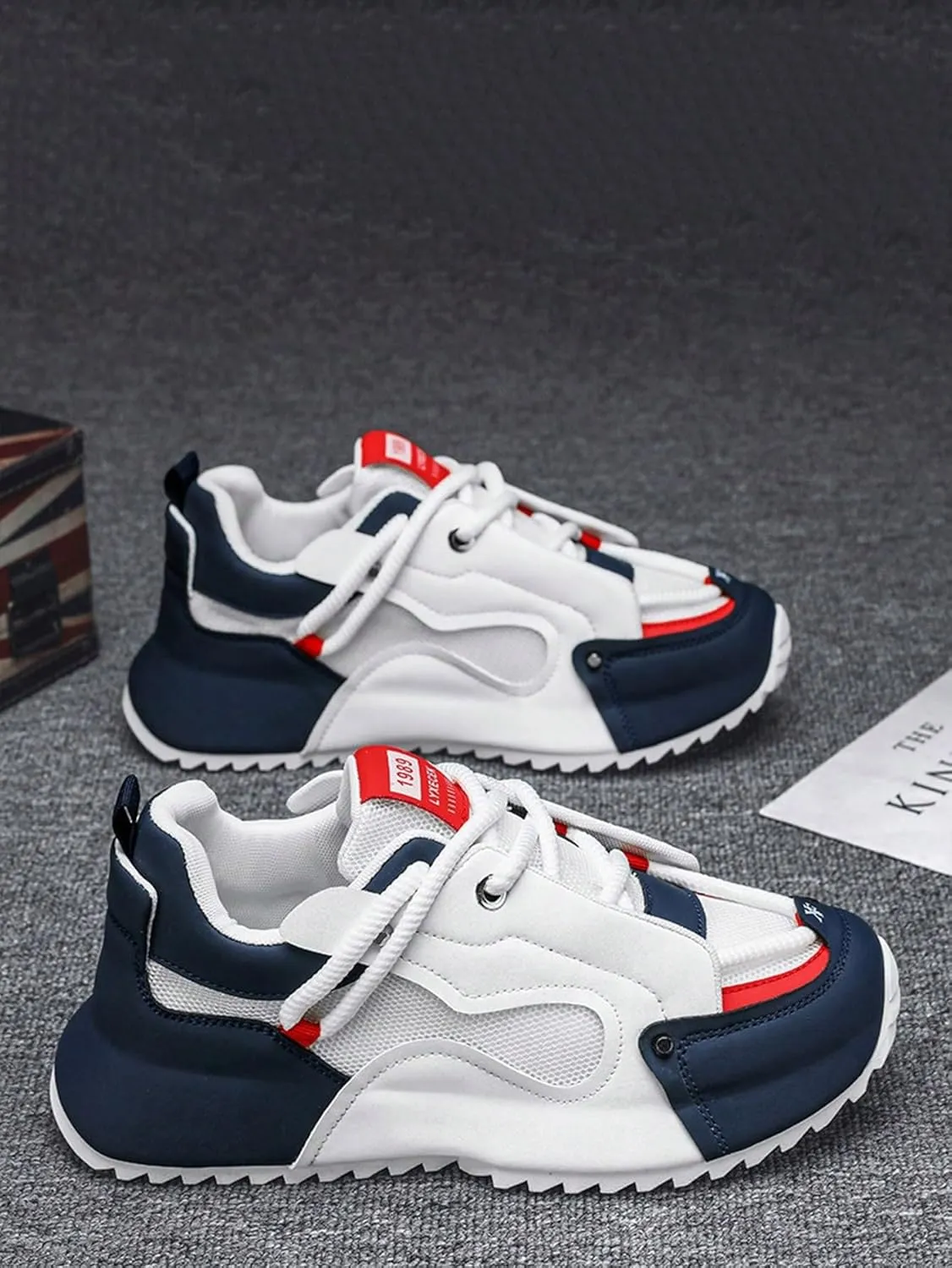 Y2K Modern Urban Style Non Slip Sport Sneakers for Men All Season Casual Comfort Shoes with Bold Design for Streetwear Running Daily Use
