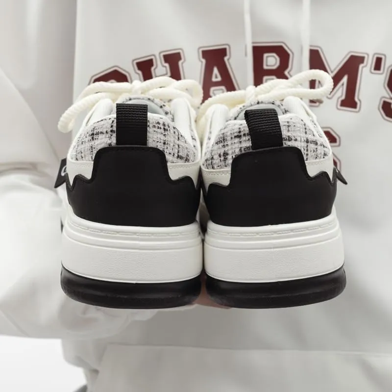 Y2K Shoes Women's Sneakers Black Label Bold Lettering Premium Leather Comfort Rubber Sole Platform US5.5-8