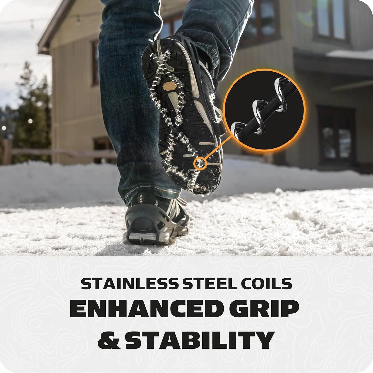 Yaktrax Pro Plus Traction Cleats for Ice and Snow, 360° Steel Coil Grip for All-Direction Traction, Flexible Thermoplastic Upper, Easy On/Off with Heel Tab, Includes Carry Bag & Carabiner