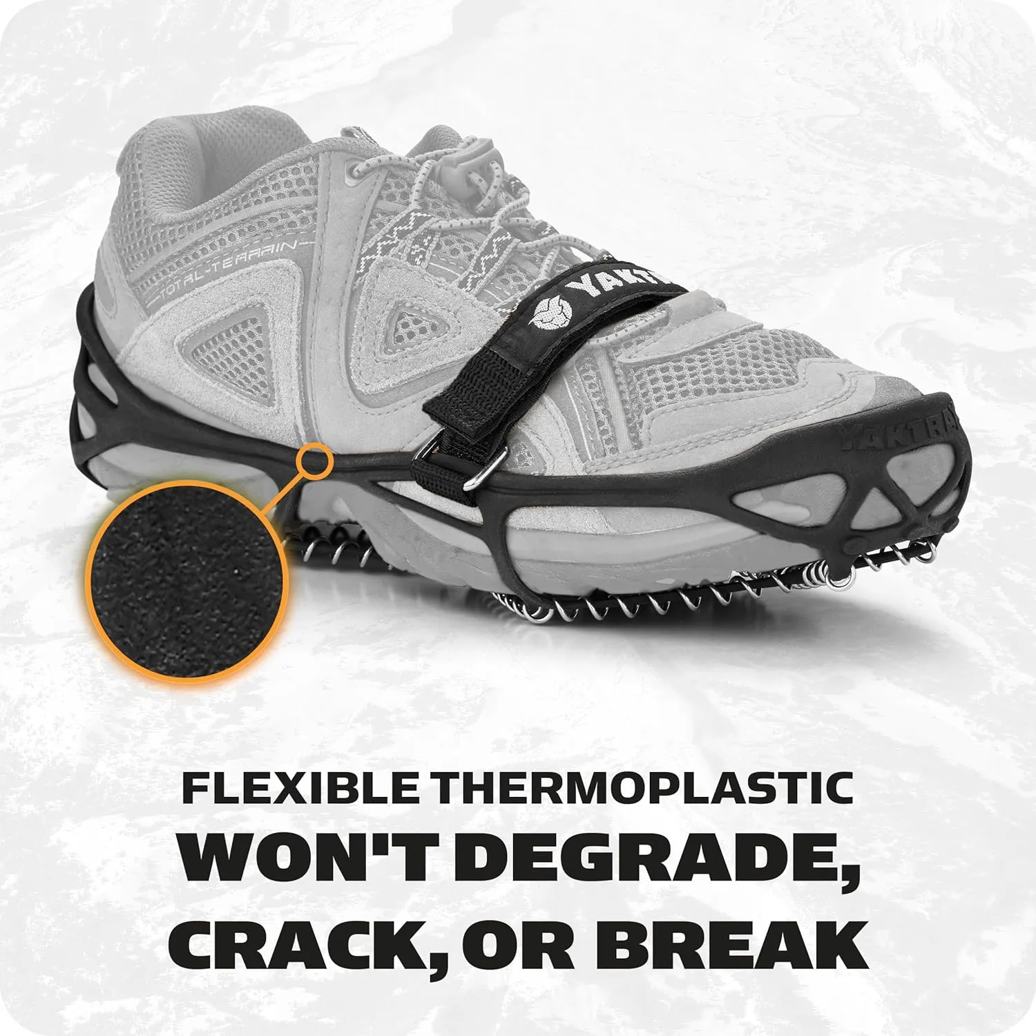 Yaktrax Pro Plus Traction Cleats for Ice and Snow, 360° Steel Coil Grip for All-Direction Traction, Flexible Thermoplastic Upper, Easy On/Off with Heel Tab, Includes Carry Bag & Carabiner