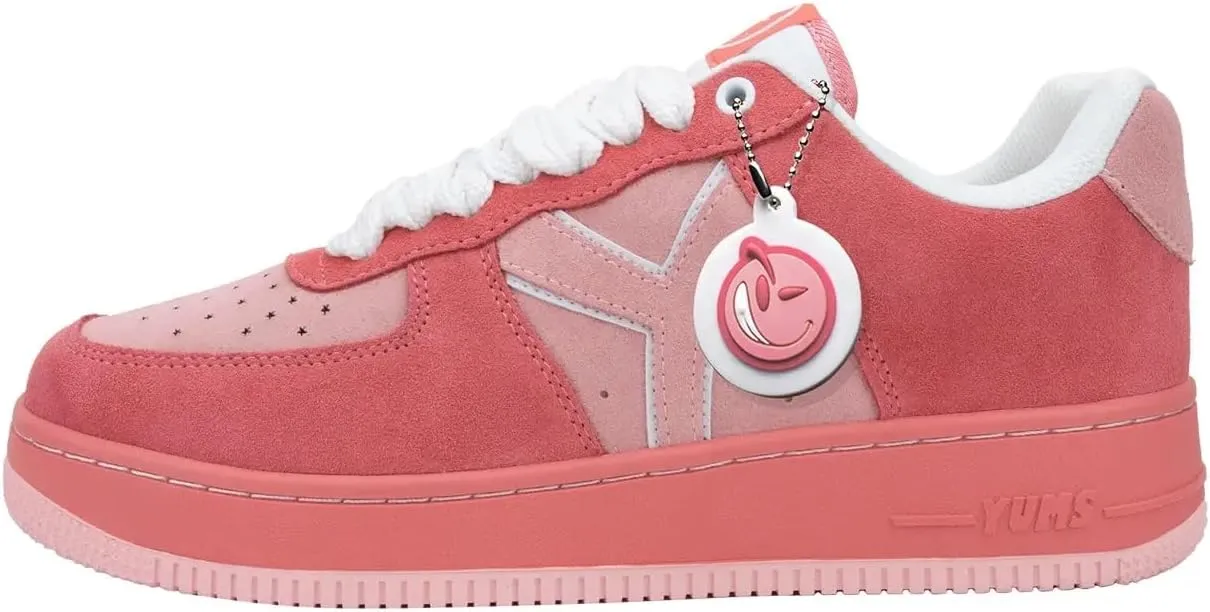 YUMS Bubblegum Pink Low Top Suede Sneakers