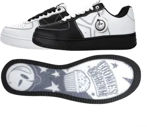 YUMS Cookies & Cream Low Top Black and White Leather Sneakers