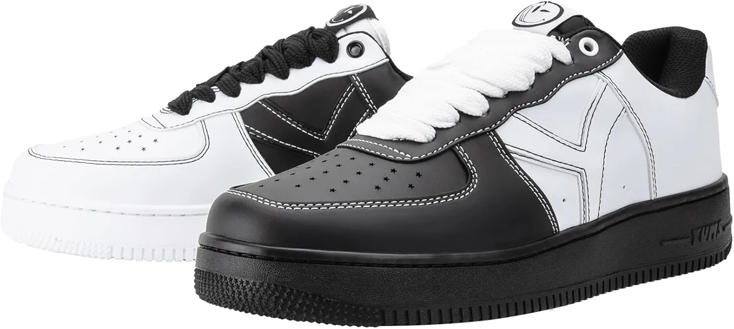 YUMS Cookies & Cream Low Top Black and White Leather Sneakers