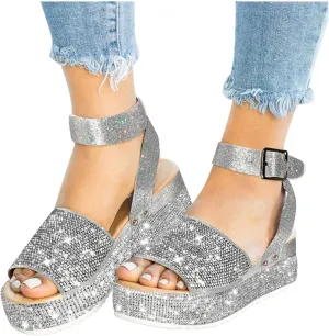 ZBYY Women's Open Toe Ankle Strap Buckle Casual Flatform Platform Sandals Slip-on Slingback Summer Platform Sandals