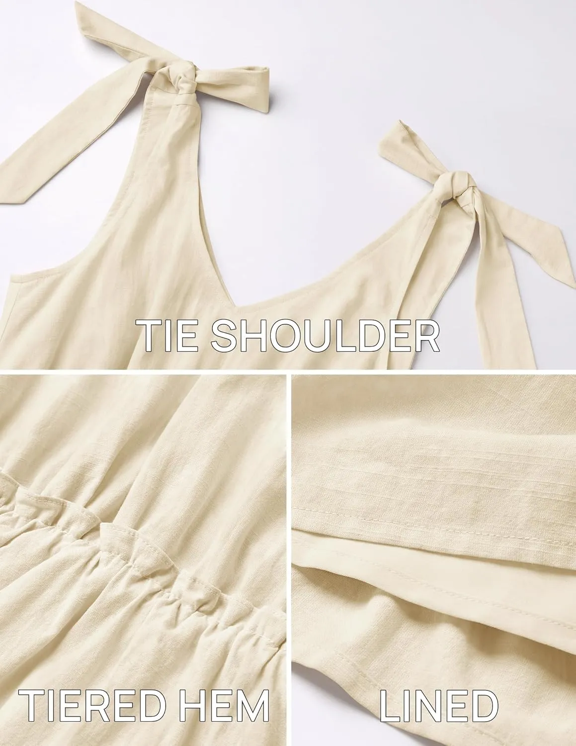 ZESICA Womens 2025 Summer Casual V Neck Sleeveless Mini Dress Tie Shoulder Tiered Ruffle Swing A Line Short Sundresses