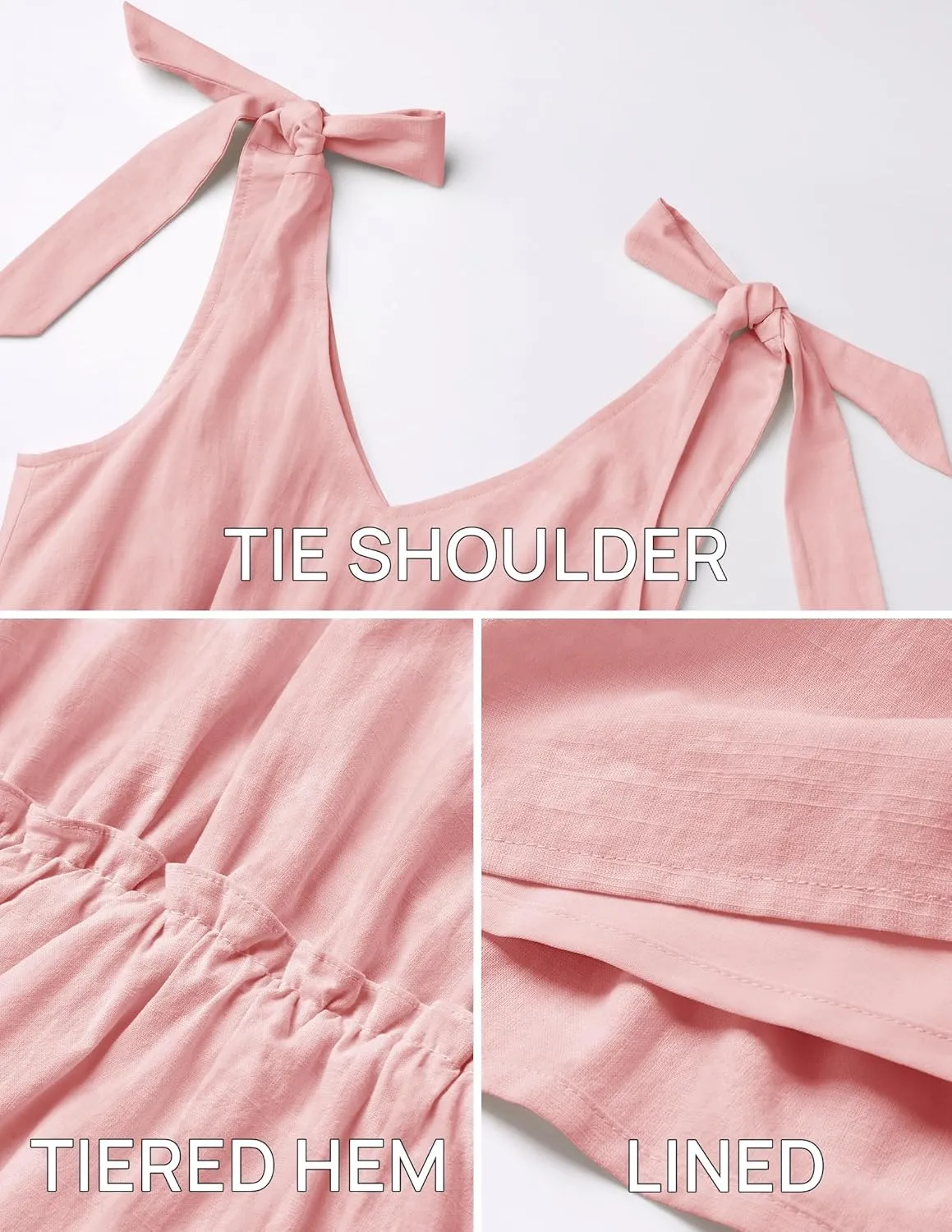 ZESICA Womens 2025 Summer Casual V Neck Sleeveless Mini Dress Tie Shoulder Tiered Ruffle Swing A Line Short Sundresses