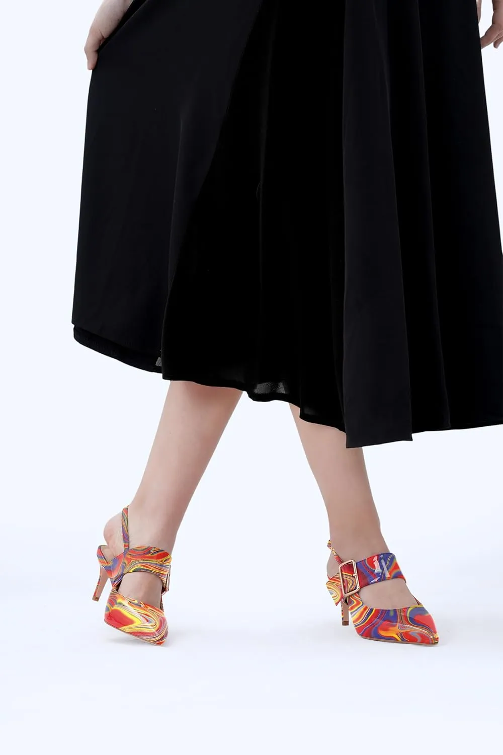 Z.Oufeier Women’s Slingback Low Stiletto Heels Close Pointed Toe Sandals Slip On Buckle Strap Mary Jane Dress Pumps Shoes
