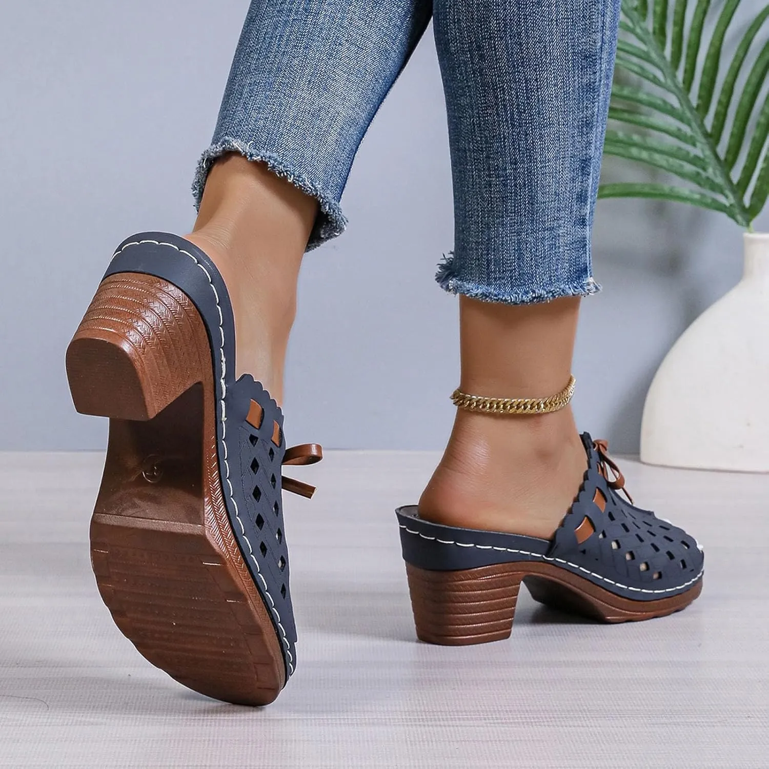 ZWRXW Sandals for Women with Arch Support Wedge Shoes Retro Hollow Out Comfortable Orthopedic Sandals Slip On Casual Walking Wedges Slippers Backless Dressy Summer Flip Flops