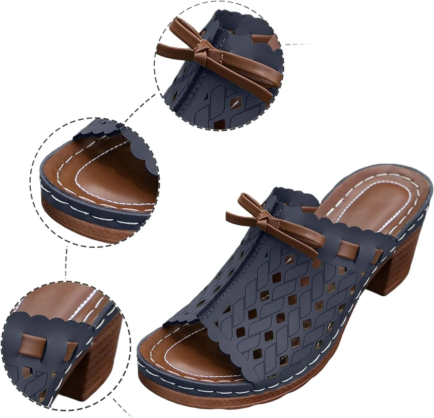 ZWRXW Sandals for Women with Arch Support Wedge Shoes Retro Hollow Out Comfortable Orthopedic Sandals Slip On Casual Walking Wedges Slippers Backless Dressy Summer Flip Flops