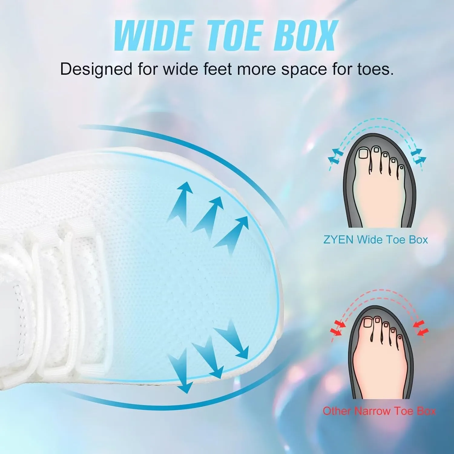 ZYEN Wide Toe Box Shoes Women Non-Slip Ultra Light Running Sneakers Extra Wide Feet Arch Support Walking Shoes Tennis Diabetes Breathable Gym Workouts 6-12